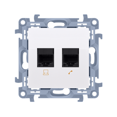 Priza RJ45 cat.6e + priza telefon RJ12, alb