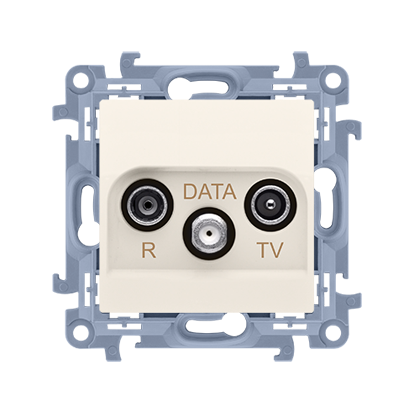 Priza RTV-DATA ,frecvente pentru intrare 5-862 MHz. Aten.R-14 dB, TV-10 dB, DATA-3 dB, crem