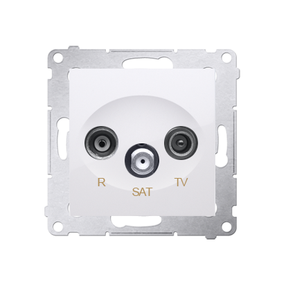Priza R-TV-SAT de trecere R11dB TV-SAT 10dB, alb Aparataj, Standard German