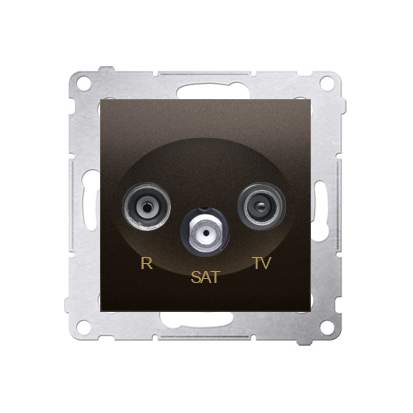 Priza R-TV-SAT de trecere R11dB TV-SAT 10dB, maron  mat metalic Aparataj, Standard German