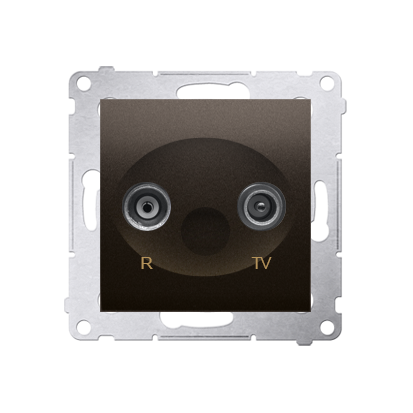 Priza R-TV  de  trecere, 14dB,maron mat metalic Aparataj, Standard German