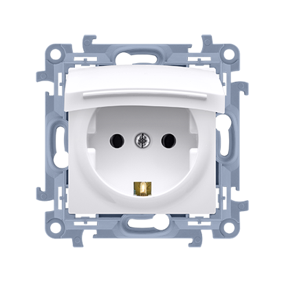 Priza Schuko IP44 cu garnitura de etansare,  capac alb 16 A, 250V~, alb, borne cu surub Aparataj, Standard German