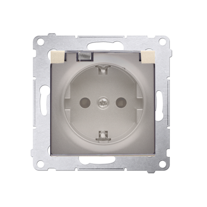 Priza Schuko IP44 cu obturator si rama, capac transparent, 16 A, 250V~, borne cu surub,gold mat metalic Aparataj, Standard German