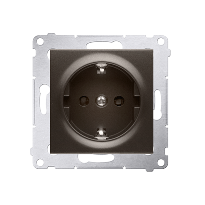 Priza Schuko  cu impamantare , 16 A, 250V~,  maron mat metalic Aparataj, Standard German