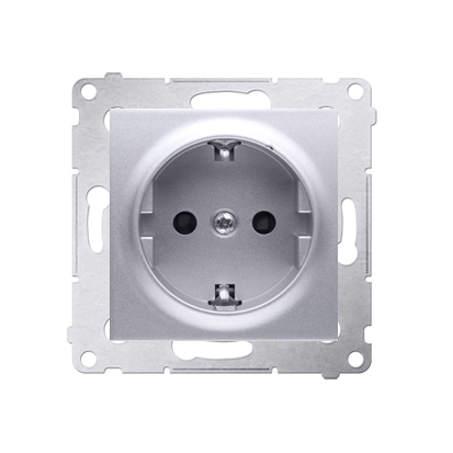 Priza Schuko  cu impamantare , 16 A, 250V~,  silver mat metalic Aparataj, Standard German