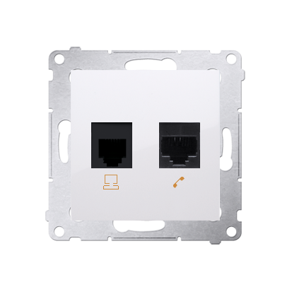Priza calculator RJ45 cat5e +  priza telefon RJ12, alb