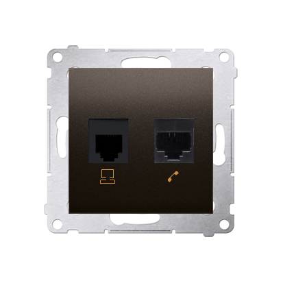 Priza calculator RJ45 cat5e +  priza telefon RJ12, antracit metalic