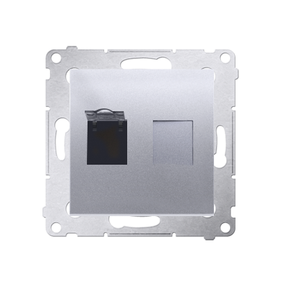 Priza calculator RJ45 cat6, cu protectie anti-praf, silver mat metalic