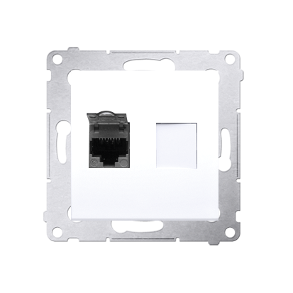 Priza calculator ecranata,  RJ45 cat6, cu protectie anti-praf,alb