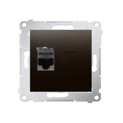 Priza calculator  ecranata,  RJ45 cat6, cu protectie anti-praf,maron mat metalic