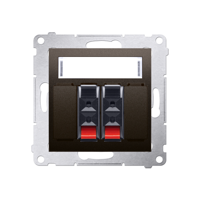 Priza difuzor 2 iesiri, rubrica pentru descriere, pentru conectare 2 incinte acustice, maron mat metalic Aparataj, Standard German