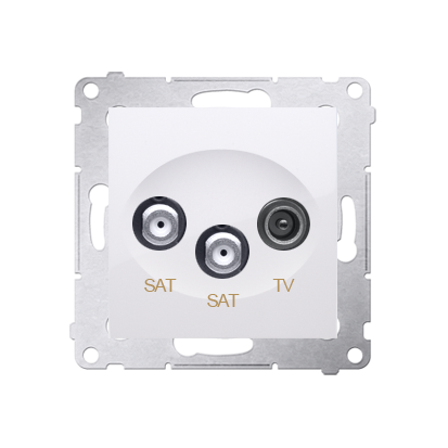 Priza dubla SAT-SAT-RTV de capat, alb