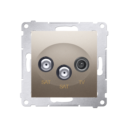 Priza dubla SAT-SAT-RTV de capat, gold mat metalic