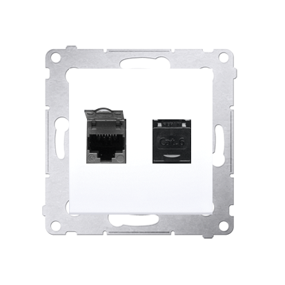 Priza dubla calculator RJ45 cat6, cu protectie anti-praf, alb