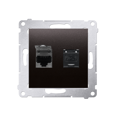 Priza dubla calculator RJ45 cat6, cu protectie anti-praf, antracit metalic