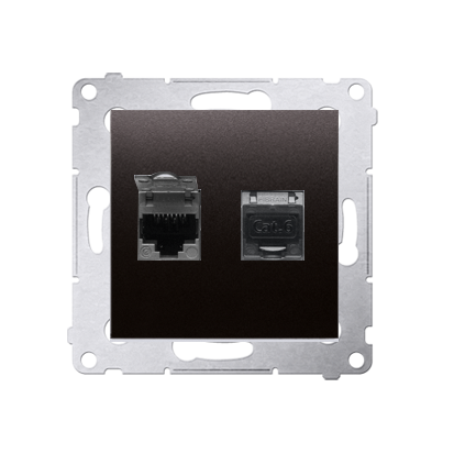 Priza dubla calculator  ecranata,  RJ45 cat6, cu protectie anti-praf, antracit metalic Aparataj, Standard German