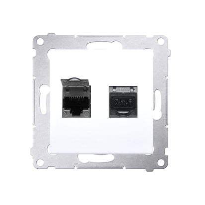 Priza dubla calculator ecranata,  RJ45 cat6, cu protectie anti-praf,alb