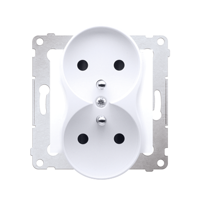 Priza dubla cu impamandare si obturator pentru NATURE FRAMES , 16A, 250V ~, cu suruburi; alb