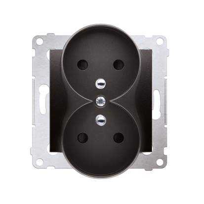 Priza dubla cu impamandare si obturator pentru NATURE FRAMES , 16A, 250V ~, cu suruburi;antracit mat metalic