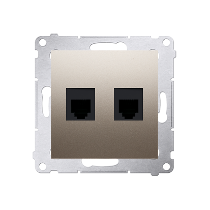 Priza dubla telefon RJ12, gold mat metalic Aparataj, Standard German