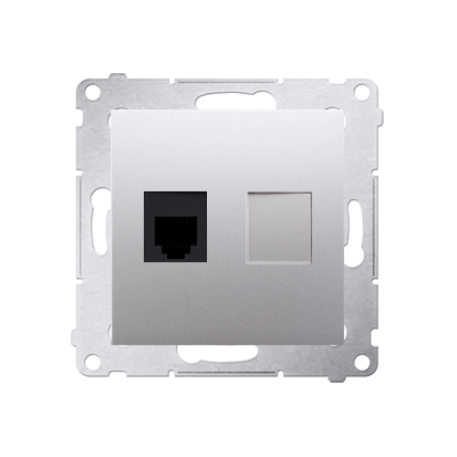 Priza telefon RJ12, silver mat metalic Aparataj, Standard German