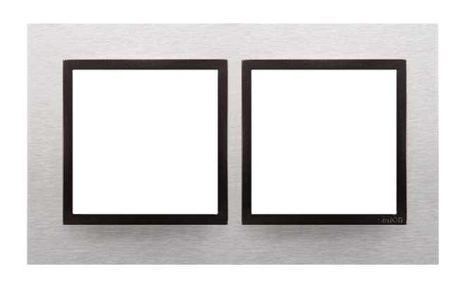 Rama dubla de metal IP20/IP44(a se folosi cu DUN1 pentru IP44), inox Yang
