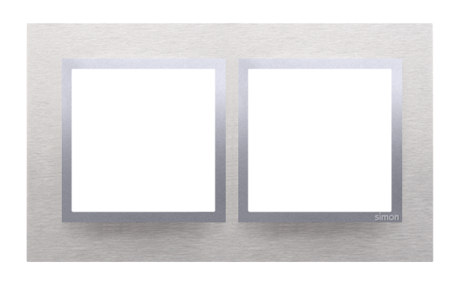 Rama dubla de metal IP20/IP44(a se folosi cu DUN1 pentru IP44), inox clasic