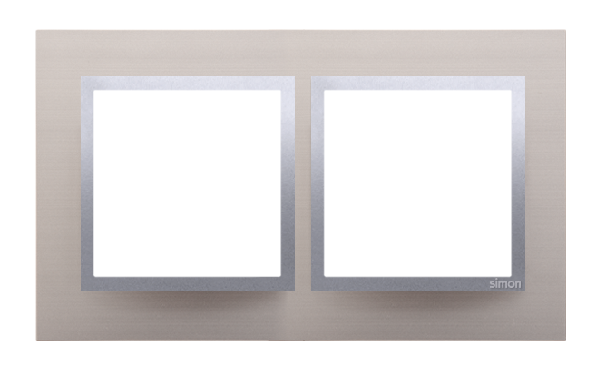 Rama dubla de metal IP20/IP44(a se folosi cu DUN1 pentru IP44), satin stralucitor