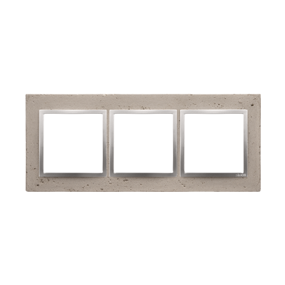Rama tripla, beton deschis/silver mat metalic