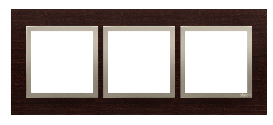 Rama tripla de lemn IP20/IP44(a se folosi cu DUN1 pentru IP44), wenge auriu