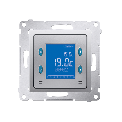 Termostat digital cu display, senzor interior de temperatura, silver mat metalic