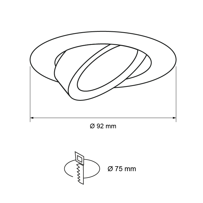 Rama incastrabila pentru spot, reglabila, corp CUPRU SATINAT, baza MR16