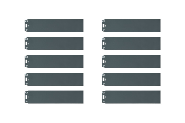 Set 10 placute de nume pentru ALPHA gri + 2 placute de numar, 1 buton