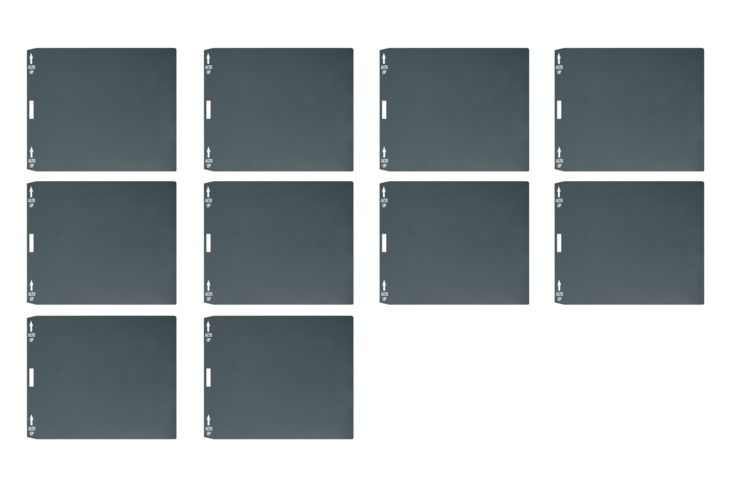 Set 10 placute de nume pentru ALPHA gri + 2 placute de numar, 2 butoane