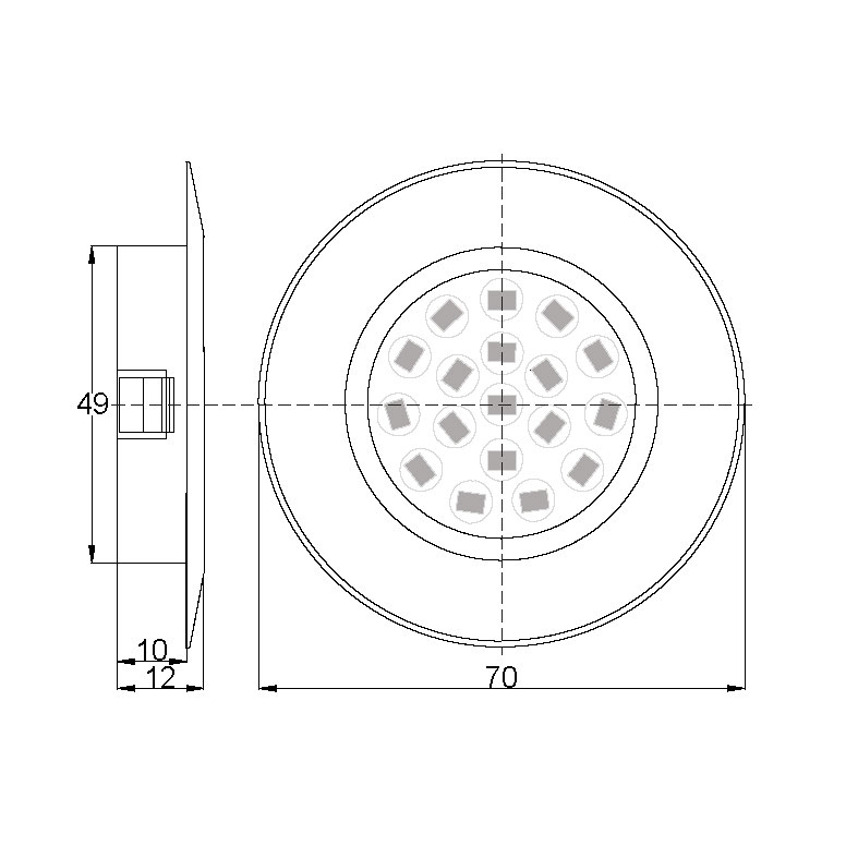 Spot mini LED PENTRU MOBILIER, cu rama, rotund, 1.5W, 4000K, corp ALB, LUMINA NEUTRA