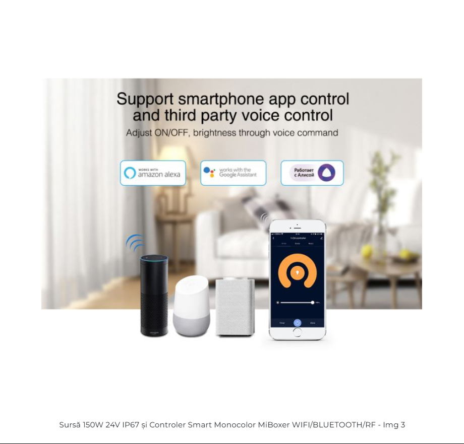Sursa 150W 24V IP67 ?i Controler Smart Monocolor MiBoxer WIFI/BLUETOOTH/RF