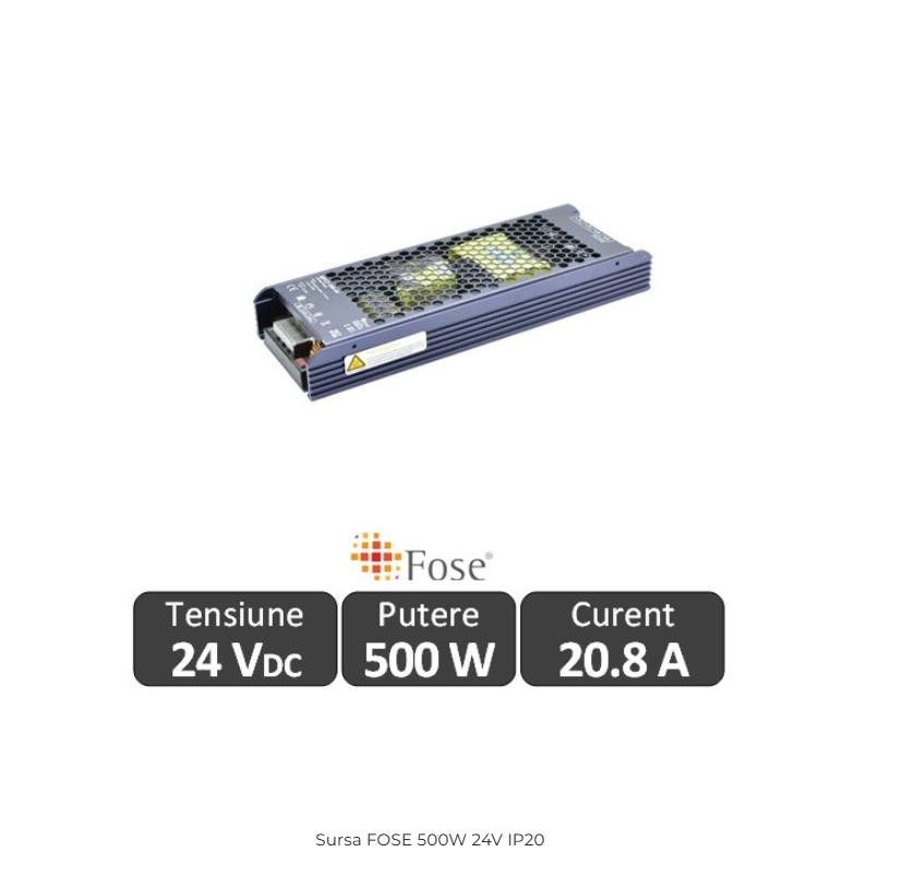 Sursa alimentare FOSE LED MPCF 500W 24V IP20
