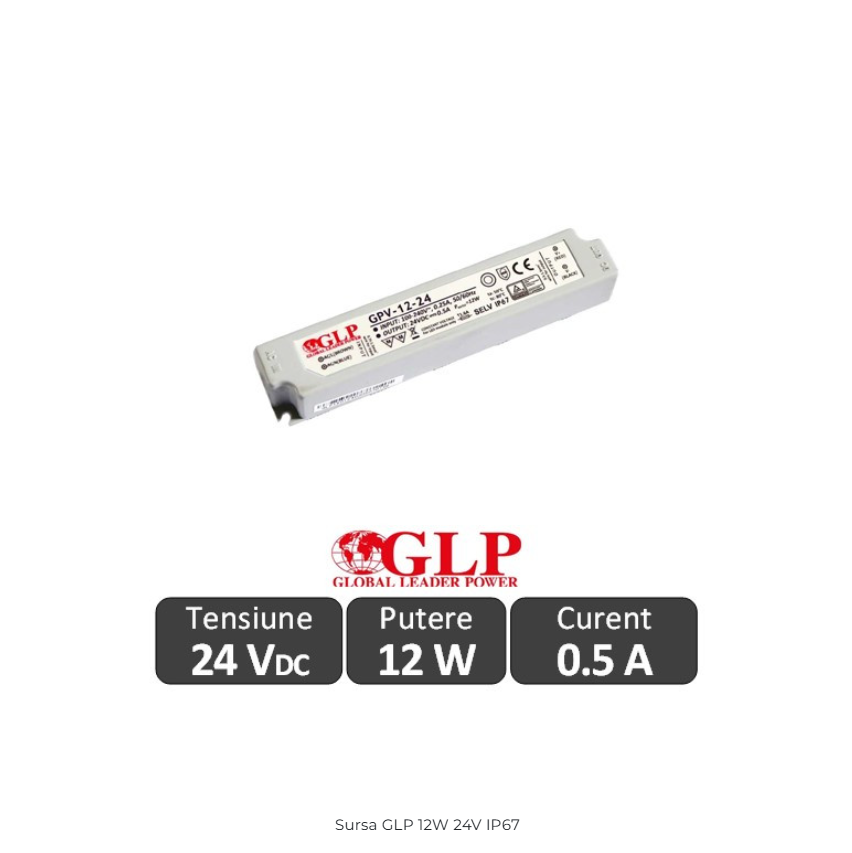 Sursa alimentare GLP LED 12W 24V IP67