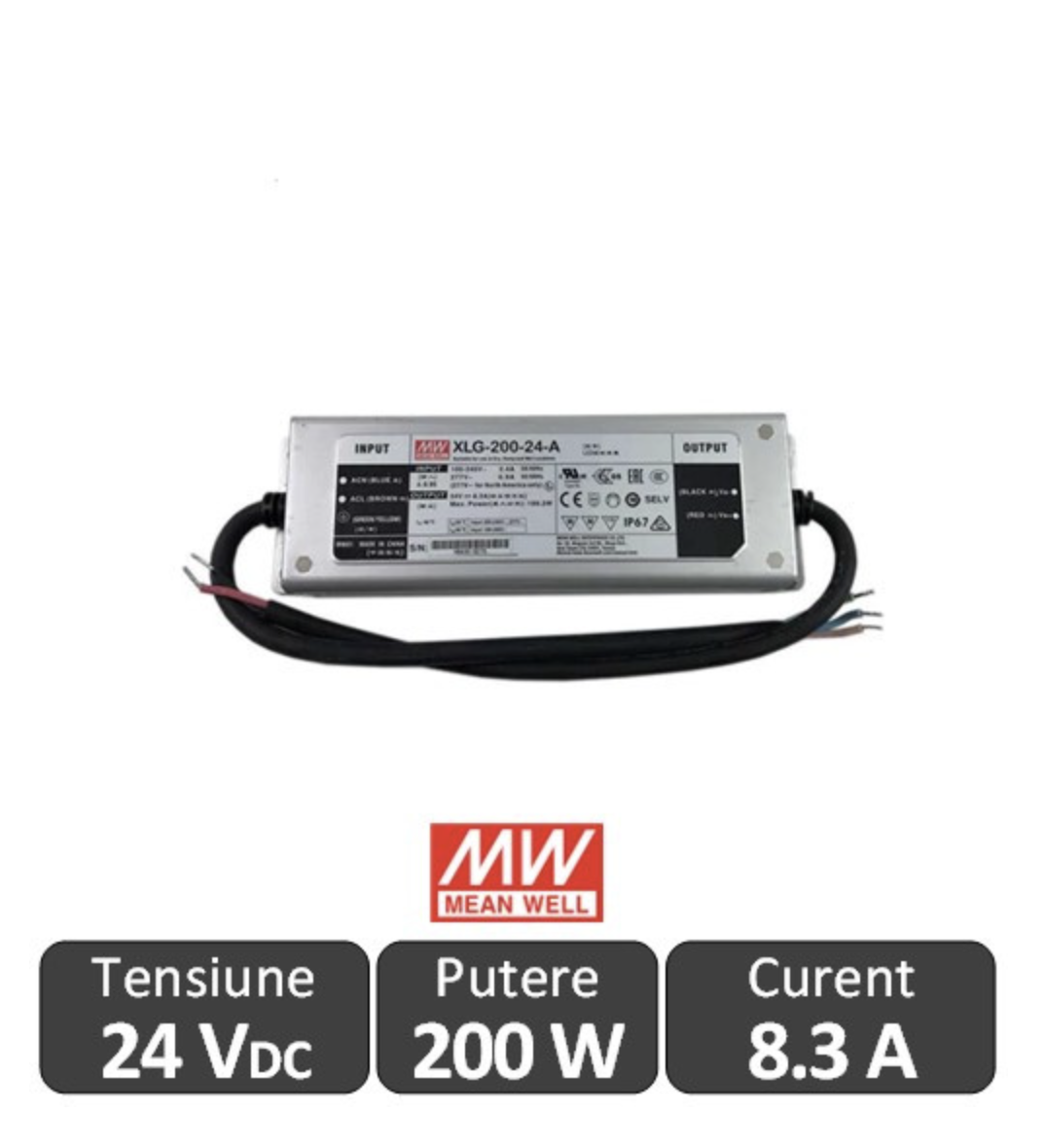 Sursa alimentare LED 200W IP67 24V 8.33A
