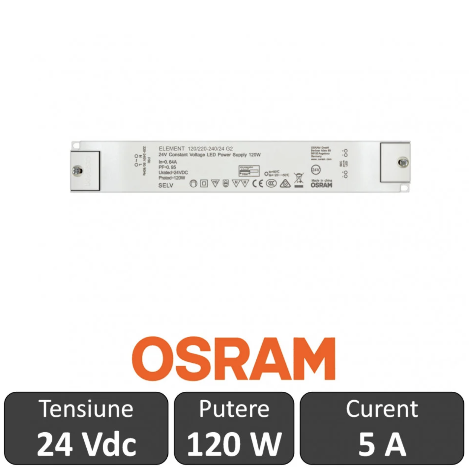 Sursa de alimentare LED OSRAM 120W 24V 5A
