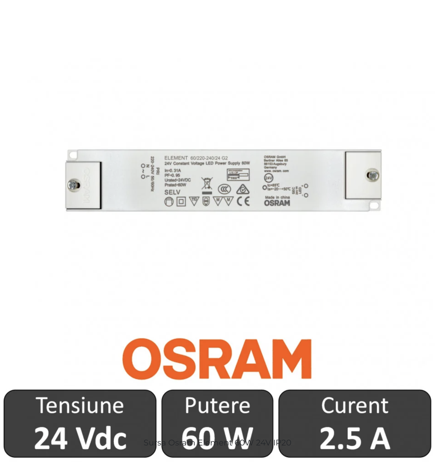 Sursa de alimentare LED OSRAM 60W 24V 2.5A