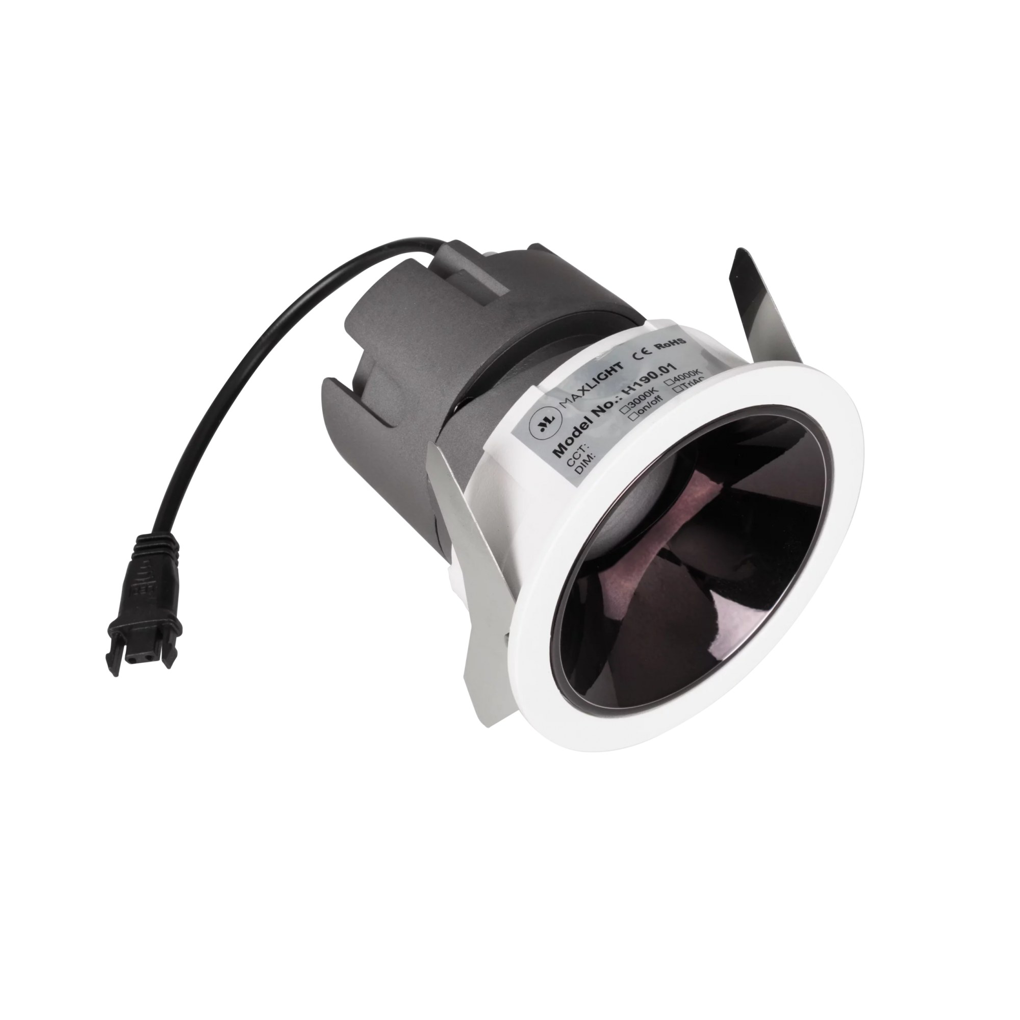 Spot încastrat Spilio, se completează cu modulul HM190 și driverul HT190 alb Maxlight H190.01
