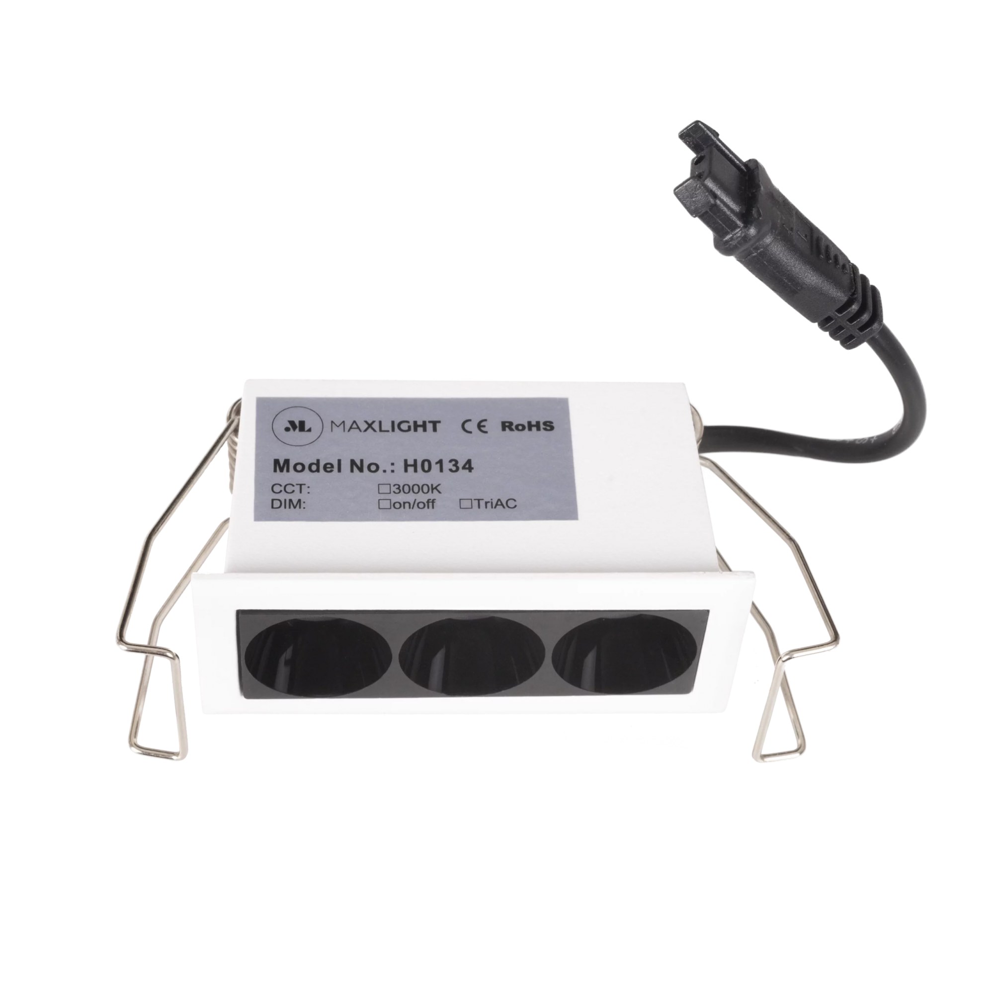 Spot încastrat X-line, se completează cu driverul HT0134 4W 280lm 3000K 36° alb + negru Maxlight H0134