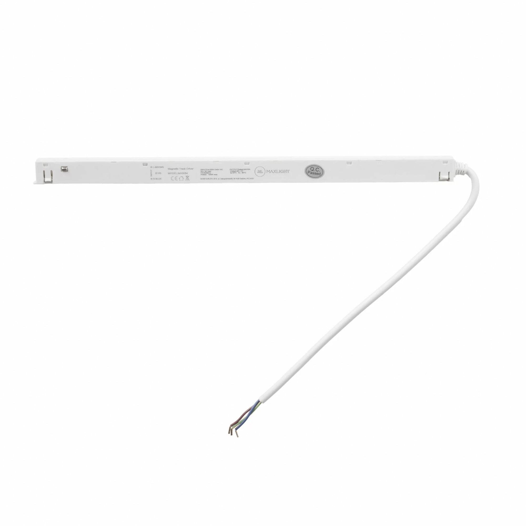 Sursă de alimentare magnetică 150W, montată în șină, pentru șină aplicată cu profil jos alb Maxlight MA0034