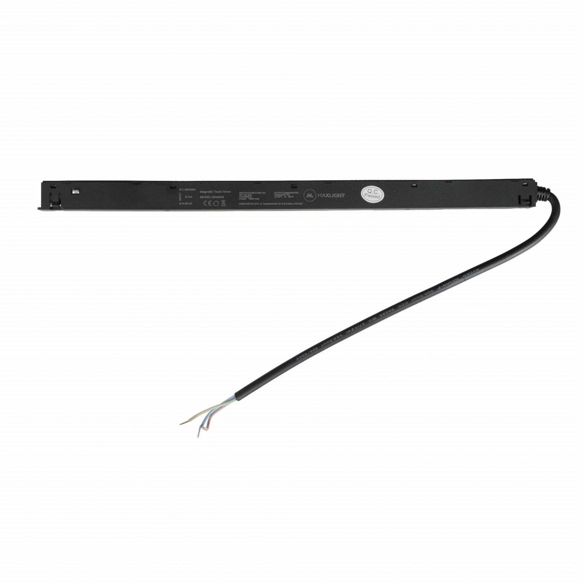 Sursă de alimentare magnetică 150W, montată în șină, pentru șină aplicată cu profil jos negru Maxlight MA0033