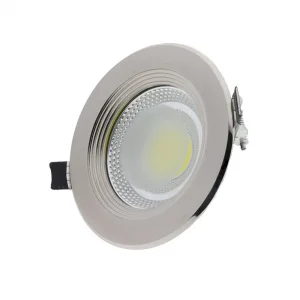 Downlight LED COB 10W Rotund Lumină Rece 6000K Inox