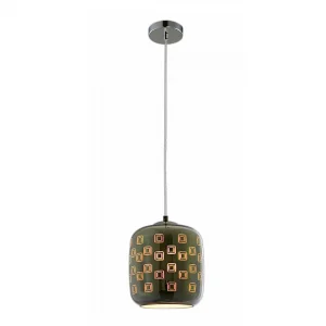 Lustră Suspendată Sticlă 3D E27 40W Crom Pătrat Optonica