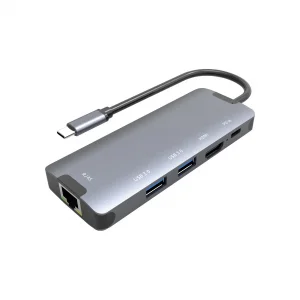 HUB USB-C 5 în 1 Optonica HDMI 4K, 2x USB 3.0, RJ45, PD