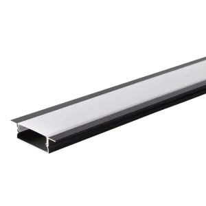 Profil Aluminiu pentru Bandă LED 2m 41x10mm Negru cu Capac Alb Optonica