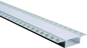Profil Aluminiu pentru Bandă LED 2m Argintiu cu Capac Alb 61.5x14mm Optonica